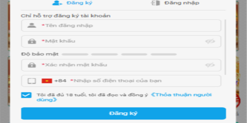 Thao tác đăng ký tài khoản