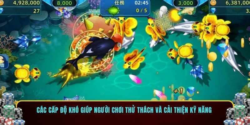 Các cấp độ khó giúp người chơi thử thách và cải thiện kỹ năng